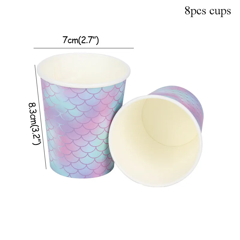Mermaids Party Tableware Paper Cups Plate Mermaid 1st Happy Birthday Party Favors Kids Birthday Parties Decorations Baby Shower