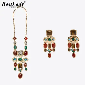 

Best Lady New ZA Colorful Maxi Nature Stone Necklaces for Women Boho Luxury Collar Choker Necklaces Wedding Jewelry Party Gifts