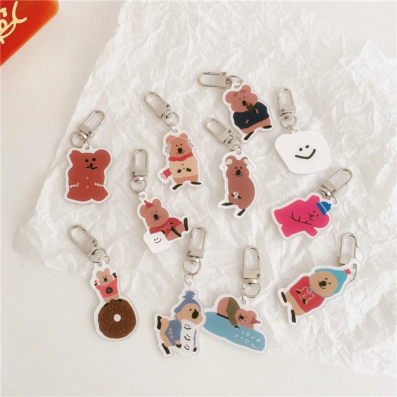 Llavero con hebilla de Koala de dibujos animados para estudiante, funda de lápices, colgante decorativo creativo, adorno Kawaii, estilo coreano