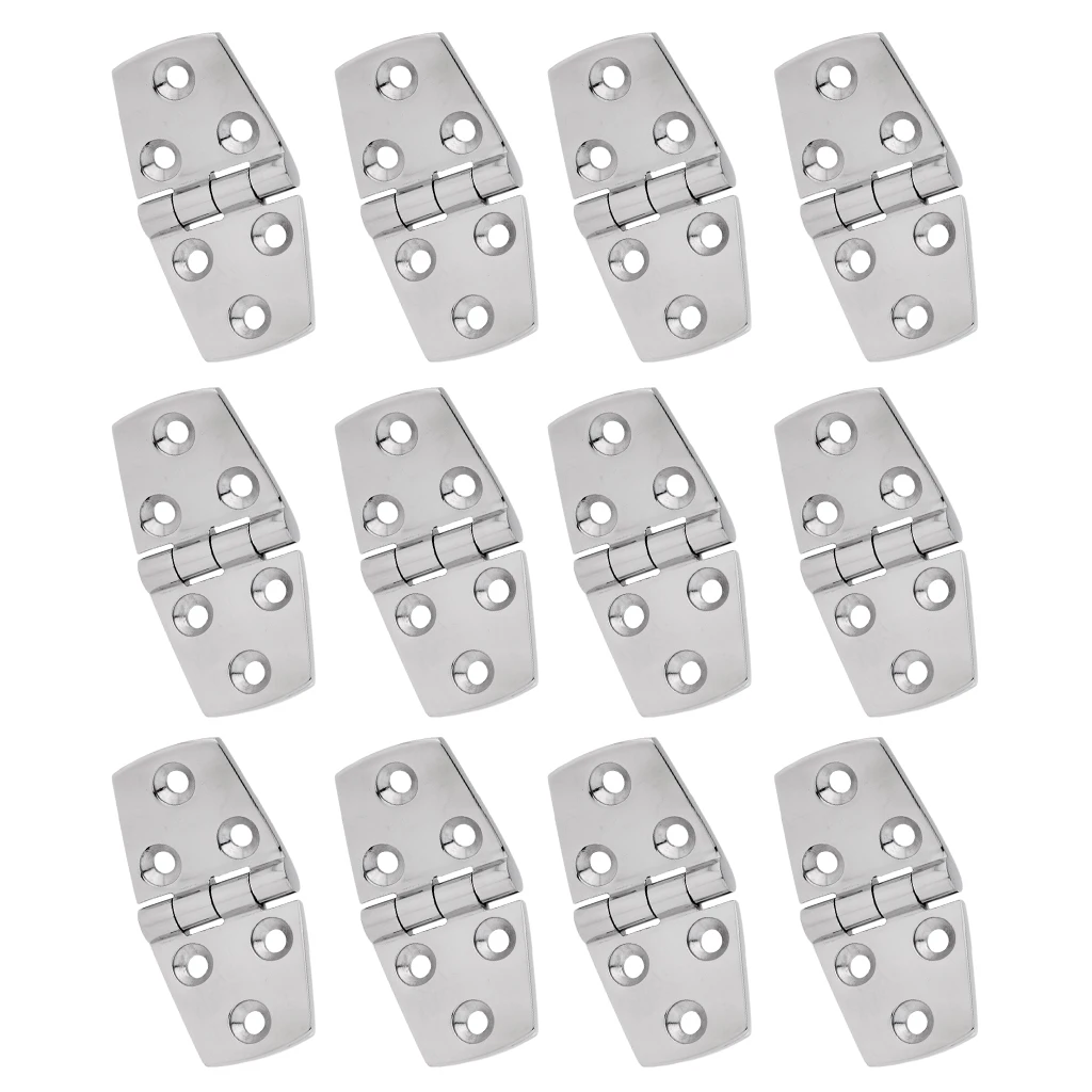12 Pieces Durable 316 Marine Stainless Steel Casting Strap Hinge Door Hinge for Boat Yacht RV
