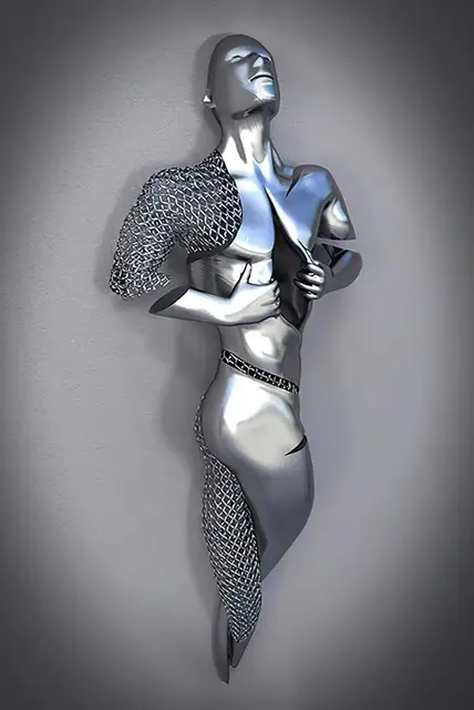 Kissing Metal Figure statue Canvas Painting Pop Abstract Wall Art Modern Posters and Prints For Living room Internal Home Decor PF 6910