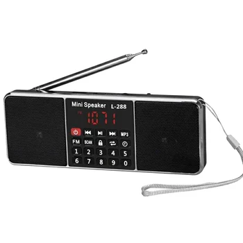 

Mini Portable Rechargeable Stereo L-288 FM Radio Speaker LCD Sn Support TF Card USB Disk MP3 Music Player Loudspeaker(Black)