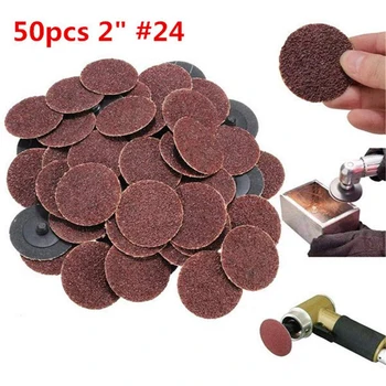 

50Pcs/Set 2 Inch 24 Grit Roll Lock Sanding Discs Abrasive Tool Multi Hand Tools Metal Woodworking Corner Surface Polishing Tool
