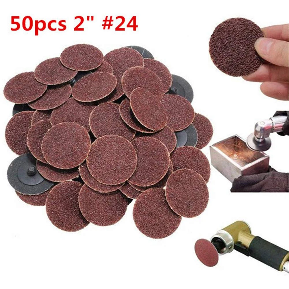 50Pcs 3Inch 24 Grit Roll Lock Sanding Discs Metal Wood Polishing Abrasive Tools