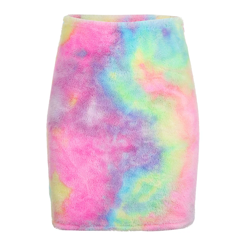 skirt HEYounGIRL пушистая юбка-карандаш с принтом и галстуком, осенняя повседневная юбка с высокой талией, женская модная мини юбка с запахом, женская уличная одежда - Цвет: skirt