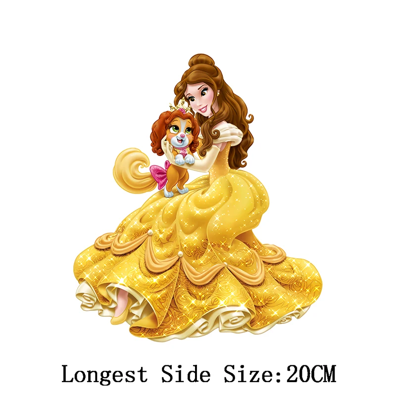 Cute Cartoon Disney Princess Iron-on Transfers Vynil Heat Transfer Ironing Stickers T-shirt Thermal Patches for Clothing Decor