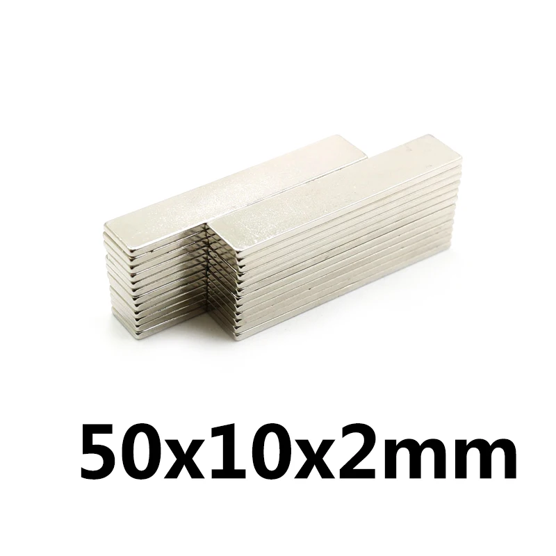 

500/1000/1500pcs 50*10*2mm Hole Strong Magnets Rare Earth Bar Adhesive Super Permanent Metal Rectangular Powerful Pull Force