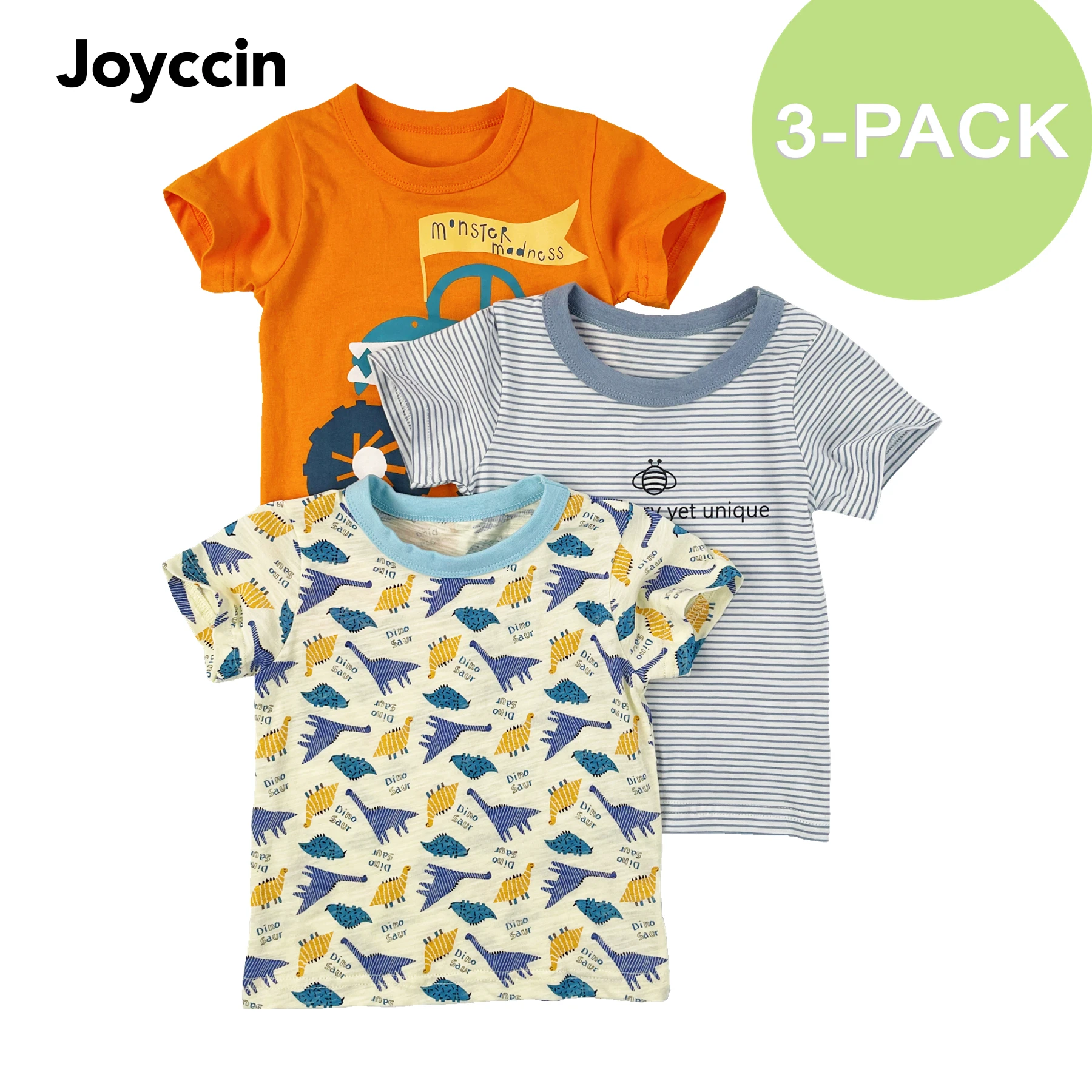 

Joyccin Cotton 3pcs Toddler Boy T-Shirts Summer Cool Print Short Sleeve Tees Sets New Arrival Trendy Children's Clothing Suits