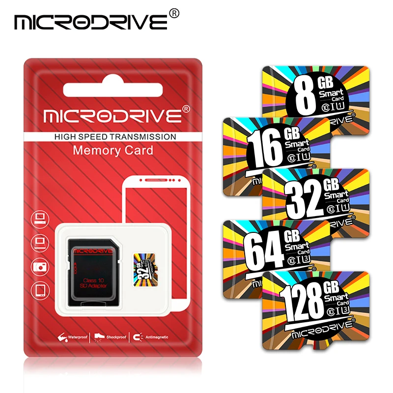 Micro SD карта 8 ГБ 16 ГБ 32 ГБ SDHC карта памяти Высокоскоростная Флешка карта 64 Гб 128 ГБ SDXC флэш-sdcard для смартфона+ розничная упаковка