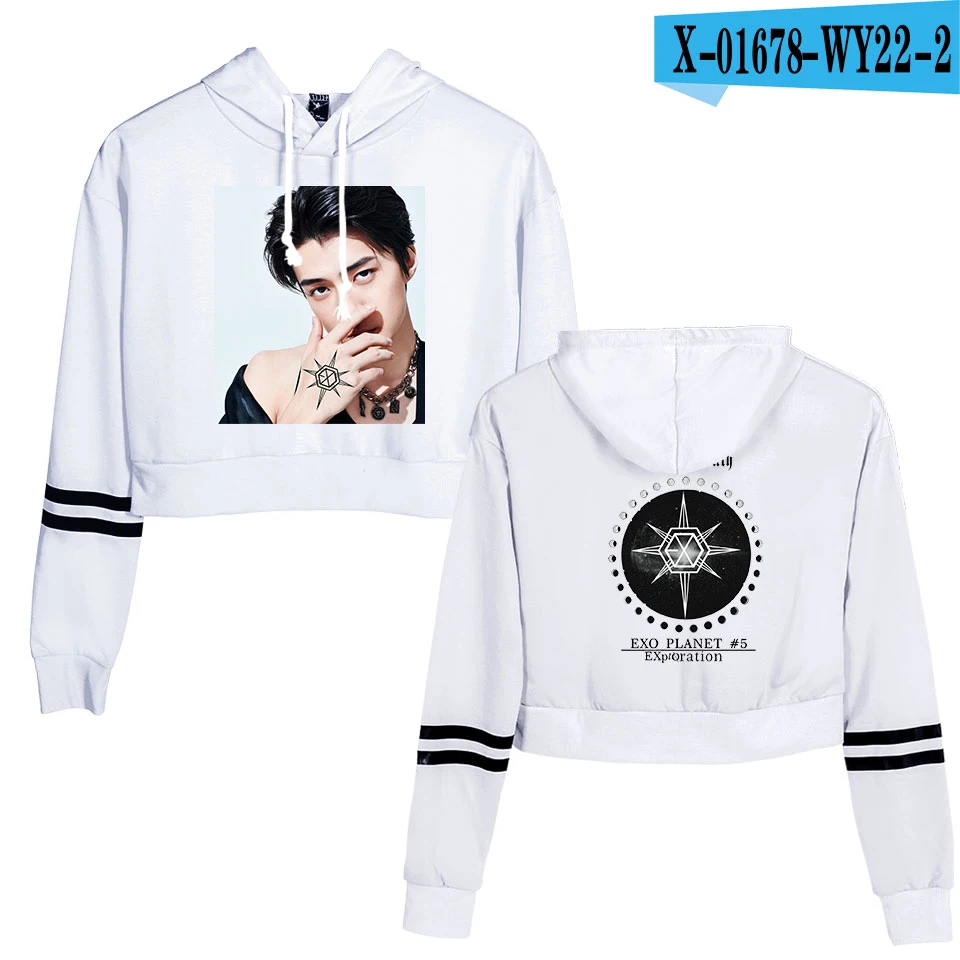 KPOP EXO PLANET#5, короткие толстовки с капюшоном, кофты, уличная одежда, топы, осень, EXO PLANET#5, женские толстовки с капюшоном, Harajuku, осень - Цвет: I