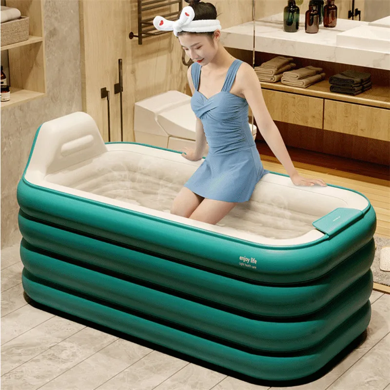 Baignoire gonflable adulte Spa balnéothérapie Hickened Baril De Bain De  Plage Baignoire Double Pliable PVC + Pompe à air électrique