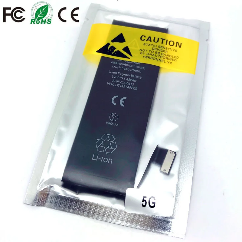 

5 new 0 cycle seal oem high capacity mobile phone battery pack for apple iphone 5 5G iphone5 iphone5G batteries bateria lot