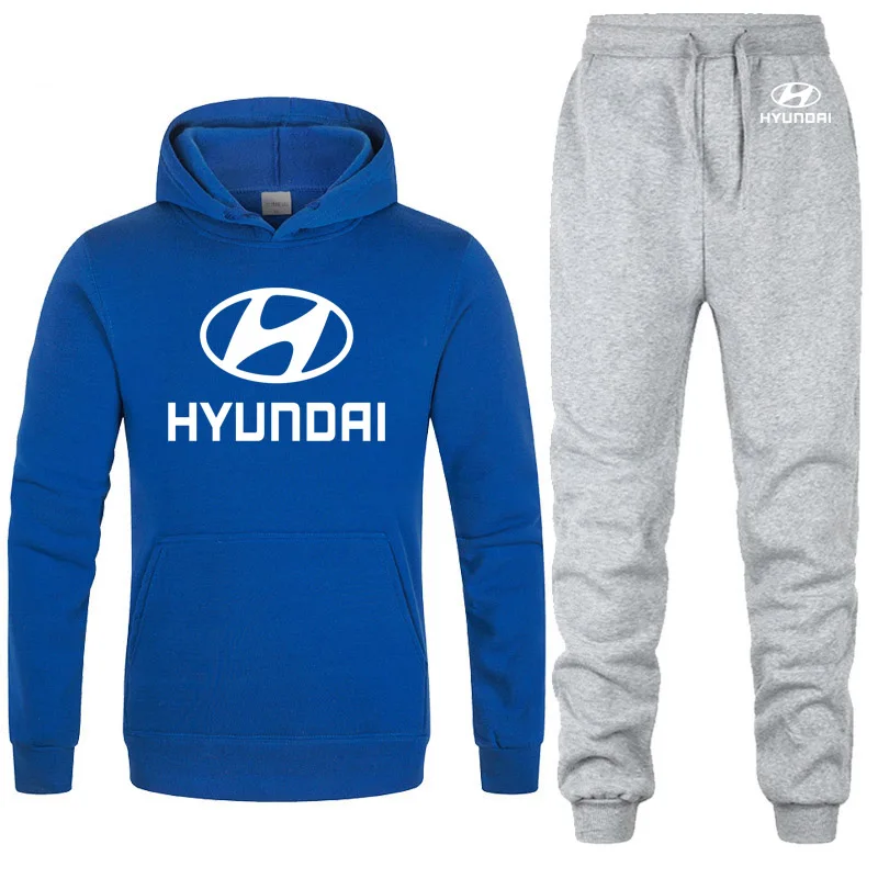 Толстовки для мужчин hyundai Motor Car, с логотипом, унисекс, Мужская толстовка худи в стиле хип-хоп, harajuku, повседневные флисовые толстовки, штаны, костюм из 2 предметов