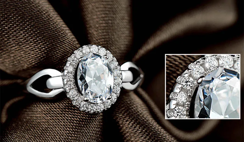 Jellystory Trendy Silver 925 Jewellery Open Ring with Oval Shaped Zircon Gemstones Rings for Women Wedding Party Gifts Wholesale