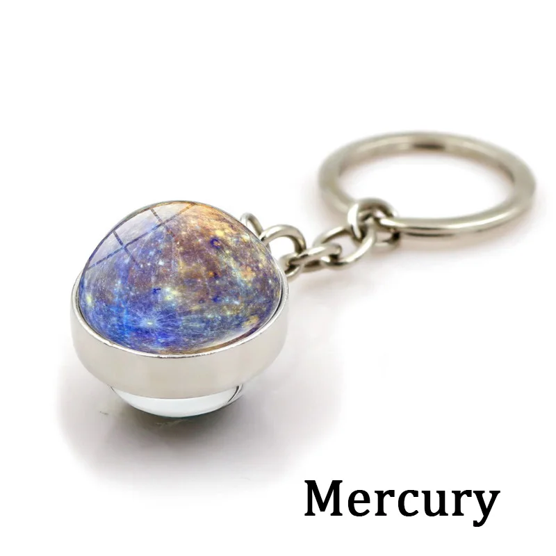 XSWX2229-6 Mercury Брелок Луна Солнечная система кольцо для ключей с планетой галактика Туманность космическая Вселенная земля солнце Марс Юпитер Сатурн двусторонний стеклянный шар - Цвет: XSWX2229-6 Mercury