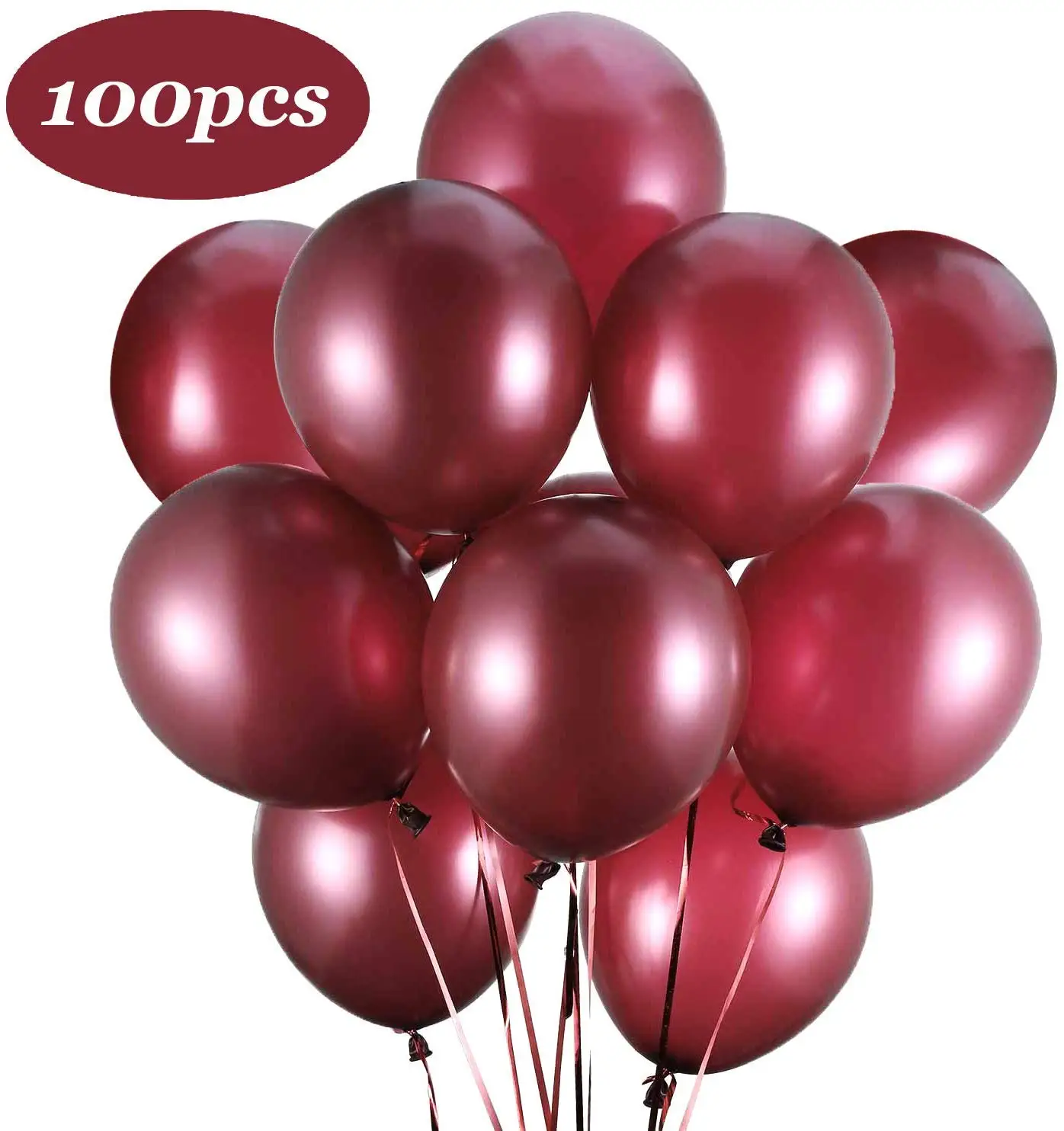 

100Pcs 12 Inches Pearl Burgundy Latex Balloons Party Great for Kids Adult Birthdays Weddings Receptions Baby Showers Decorations