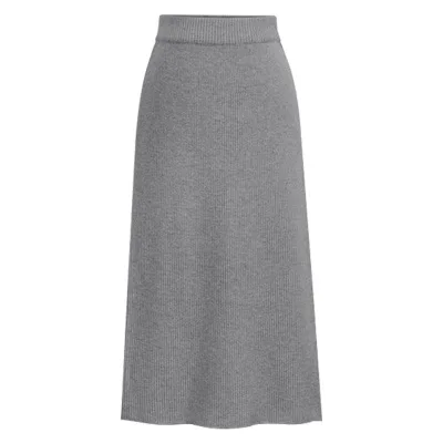 Light gray Модная Осенняя зимняя Корейская трикотажная Женская юбка большого размера с эластичным поясом, женские юбки трапециевидной формы размера плюс 6XL - Цвет: Light gray