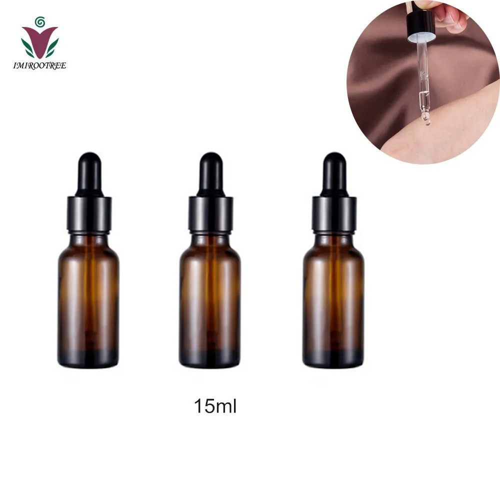 

6pcs 15ML 0.5oz Amber Glass Dropper Bottles Essential Oil Bottle with dorpper pump eye face Amber Cosmetic Bottle