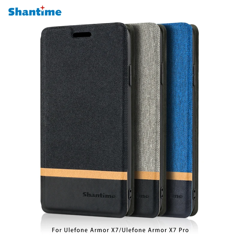 Canvas PU Leather Phone Bag Case For Ulefone Armor X7 Flip Case For Ulefone Armor X7 Pro Business Case Soft Silicone Back Cover