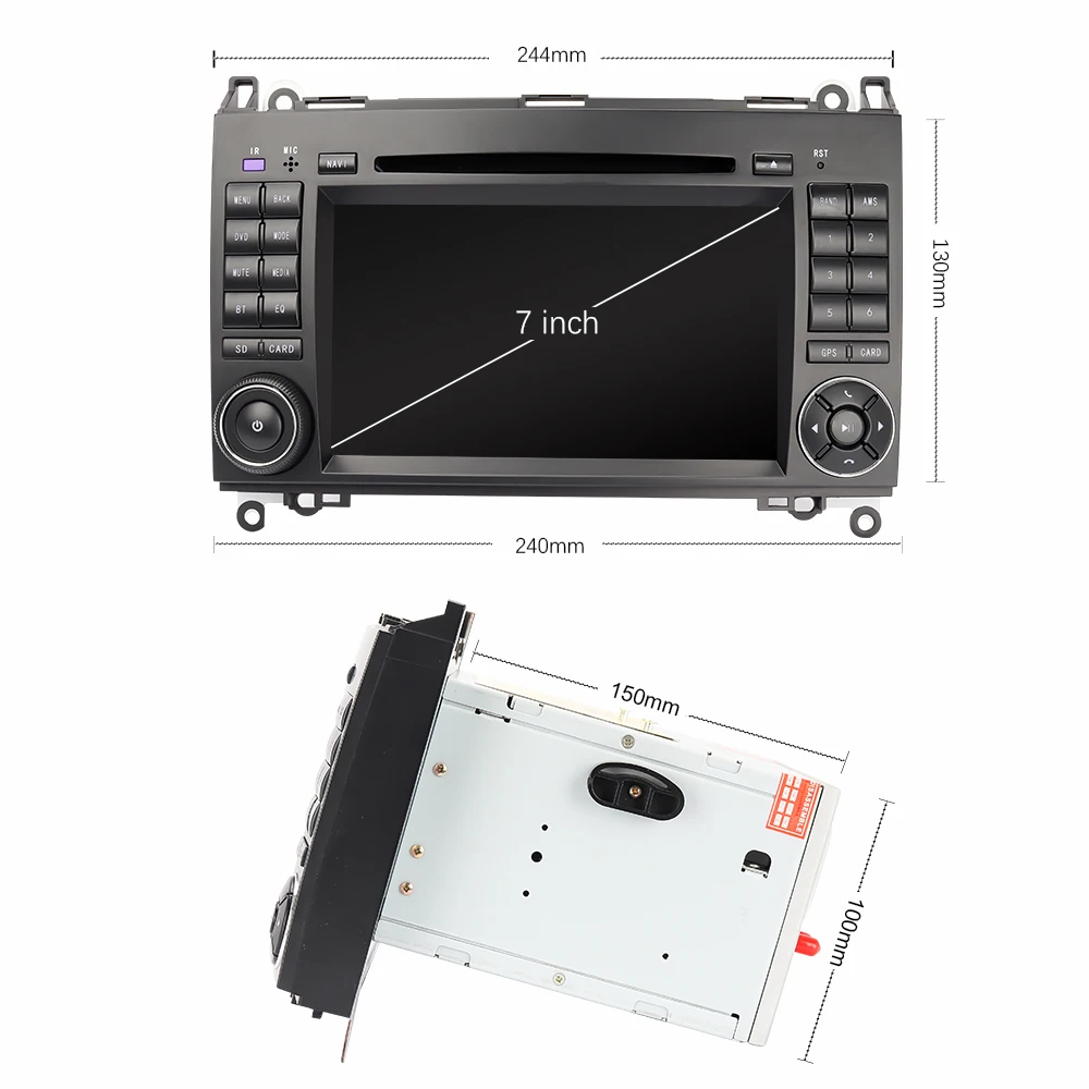 Eunavi 7 ''2 Din Android 9 Автомобильный DVD Радио для Mercedes Benz B200 B class W245 B170 W209 W169 Sprinter gps Navi четырехъядерный с DSP