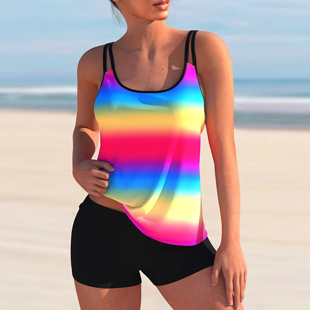 Купальник-танкини с принтом Tie-Dye женский купальник высокой талией Женский