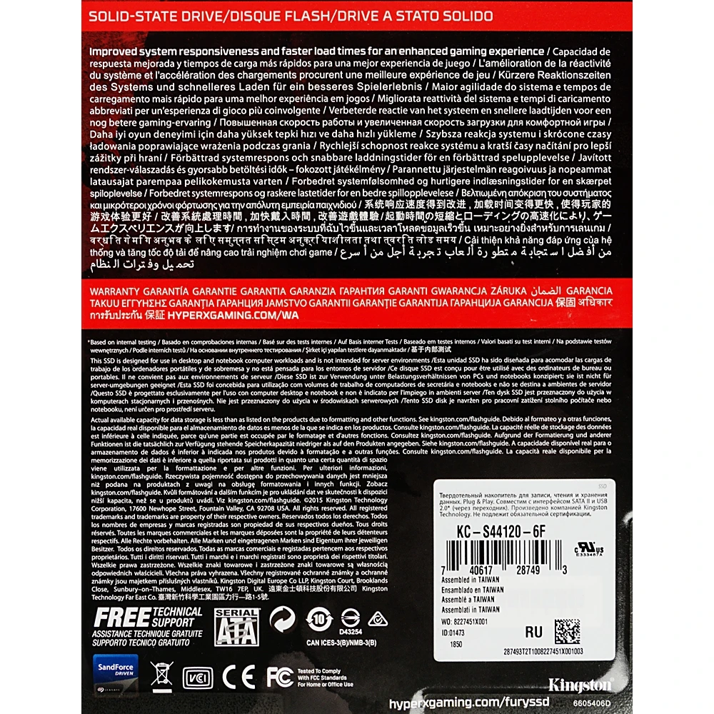 Накопитель SSD Kingston SATA III 120Gb KC-S44120-6F Fury 3D 2.5"