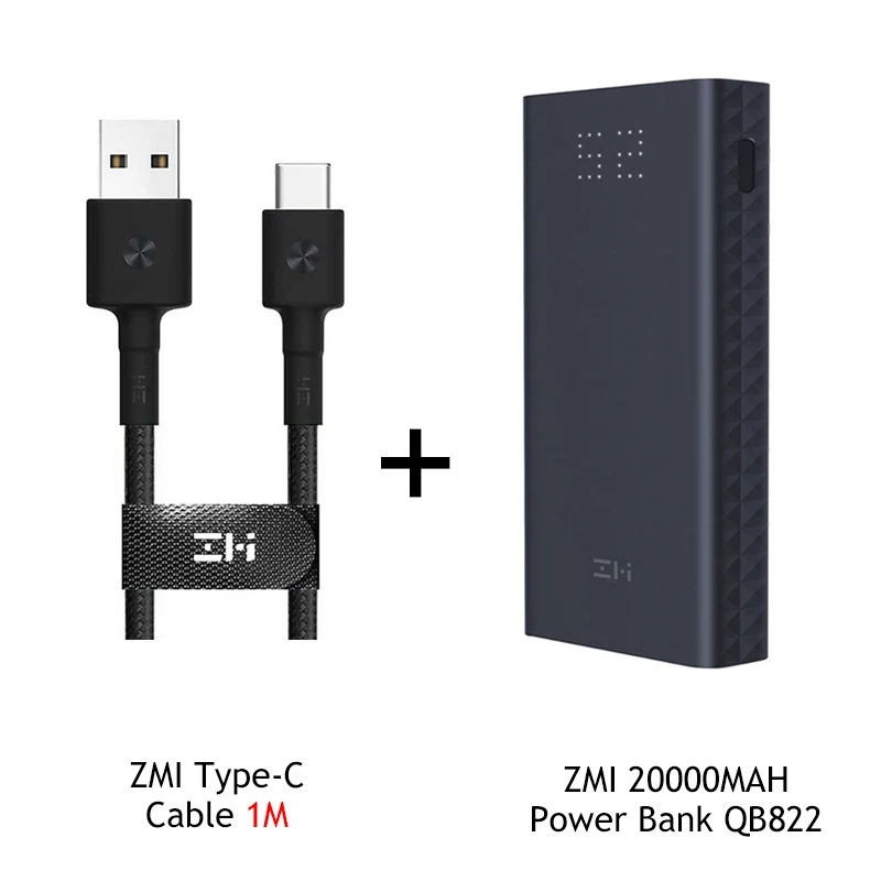 add ZMI Type-C B Xiaomi ZMI, 20000 мА/ч, внешний аккумулятор, QB822, внешний аккумулятор, концентратор, QC 3,0, зарядное устройство для ноутбука, адаптируется к компьютеру, pd, для ноутбука - Цвет: add ZMI Type-C B