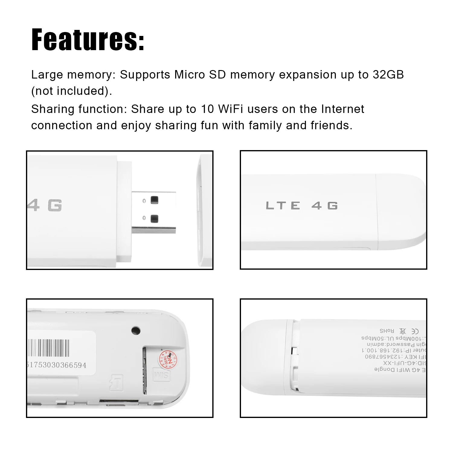 Портативный USB накопитель Wi Fi модем автомобильный роутер 4G LTE слот для SIM карты