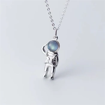 

Sole Memory Fresh Astronaut Creativity Dream Space 925 Sterling Silver Clavicle Chain Female Necklace SNE551