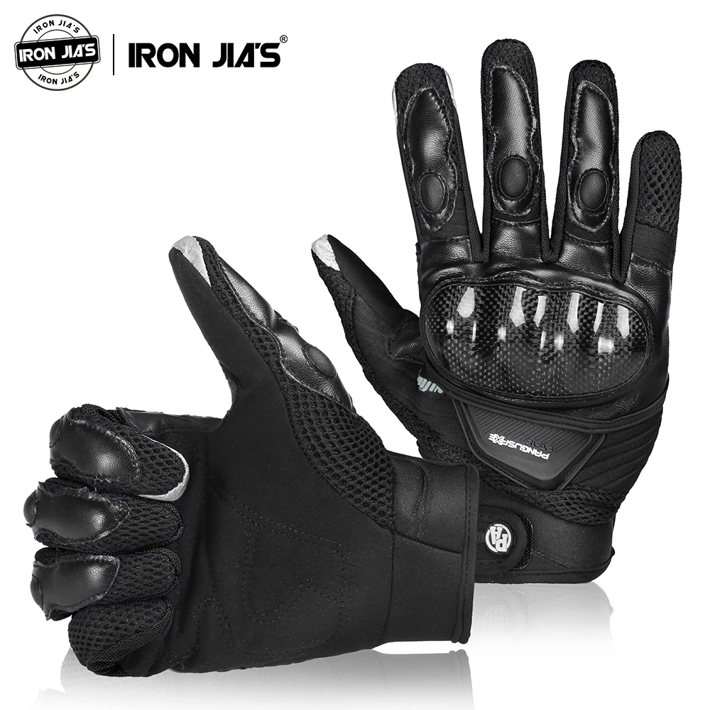 Перчатки для мотоцикла из углеродного волокна с сенсорным экраном, Железные Перчатки JIA'S с полным пальцем, защитное снаряжение для мотоцикла, перчатки для мотокросса# AXE12