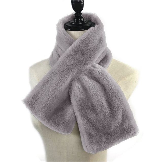 Women Winter Thicken Plush Faux Rabbit Fur Scarf Solid Candy Color Collar Shawl Neck Warmer Shrugs Knitted Long 6 P31B