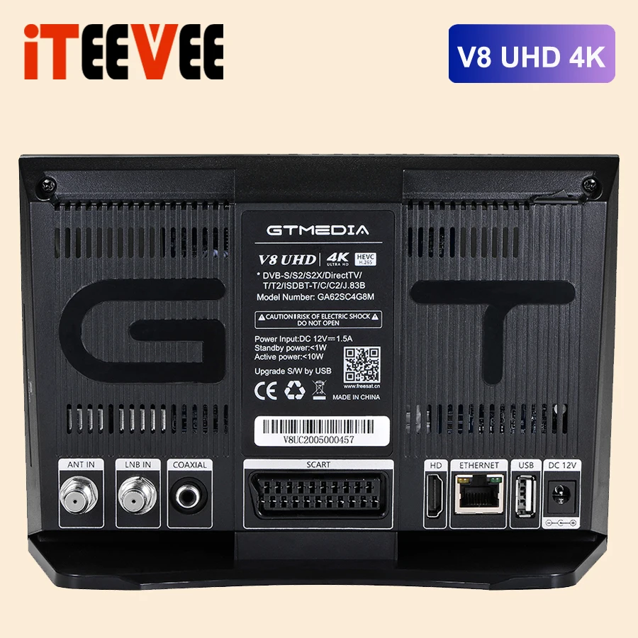 1PC GTMedia V8 UHD DVB S2 Satellite Receiver Built in WIFI Support T2-MI MARS H.265 DVB-S/S2/S2X + T/T2/Cable/ATSC-C/ISDBT satellite tv receiver
