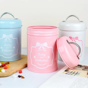 

1Pcs Storage Tank Cylinder Box Cover Steel Kitchen Utensils Multifunction Case Household Supar-quality Pink Blue White 10cmDi