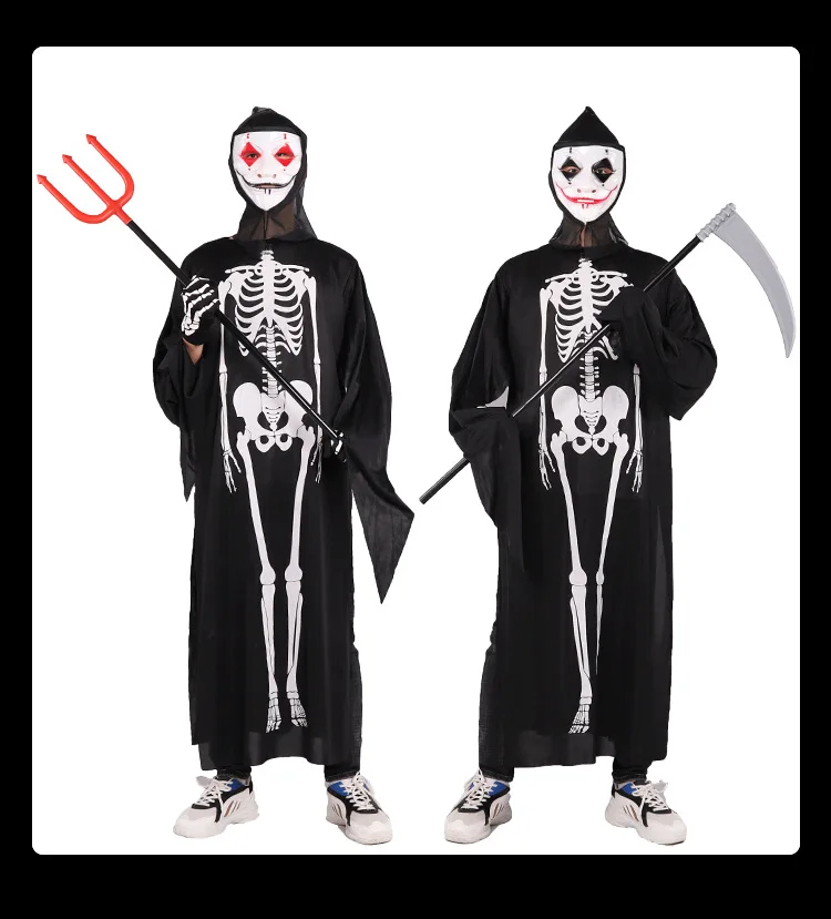 Halloween Skeleton Ghost Makeup Ball Clothing Adult Children Cosplay Horror Scary Performance Wear