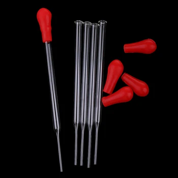 

5 Pieces Clear Glass Pipette with Red Rubber Cap Pipet Dropper Dispensing Liquids Lab Supplies, Easy to Use
