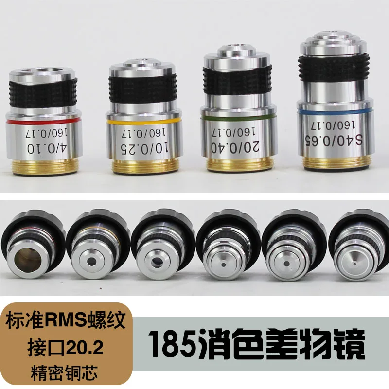 

RMS 20.2mm 4X 10X 40X 100X Achromatic Objective Lens for Biological Microscope 185