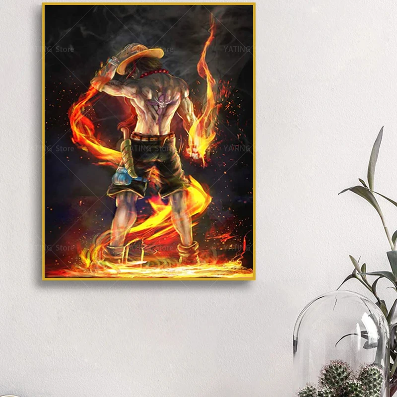 One Piece Portgas D Ace Canvas Painting Poster  One piece Merchandise 