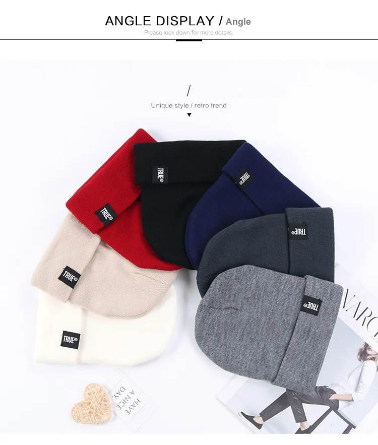 Зимняя вязаная шапка Skullies Beanies, зимняя шапка с надписью True, мягкая шапка в стиле хип-хоп для мужчин и женщин, повседневный широкий берет-Боб, унисекс, прочная чашка
