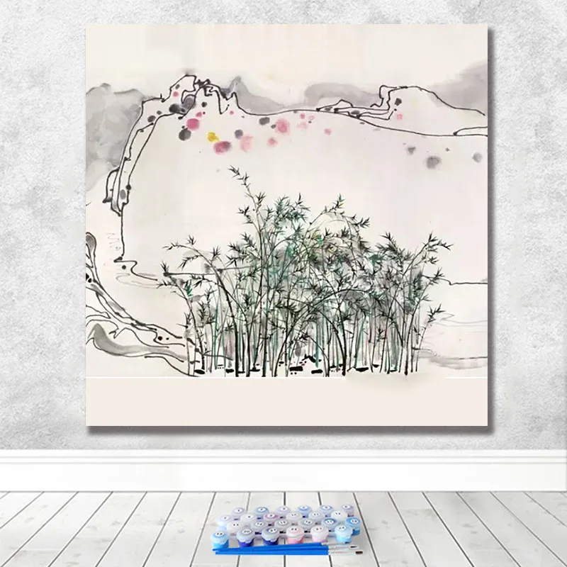 Картина по номерам художественная краска по номерам ручная роспись китайский живописец у гуаньчжун сельская река дом коридор декоративная живопись - Цвет: 11680