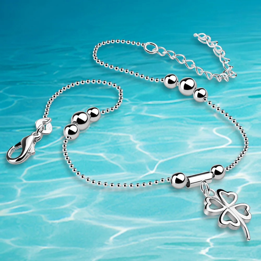New Foot Anklet 925 Sterling Ladies Silver Anklets Bracelet Chain For Women leaves Pendant Foot Jewelry Package Mail New Foot Anklet 925 Sterling Ladies Silver Anklets Bracelet Chain For Women leaves Pendant Foot Jewelry Package Mail
