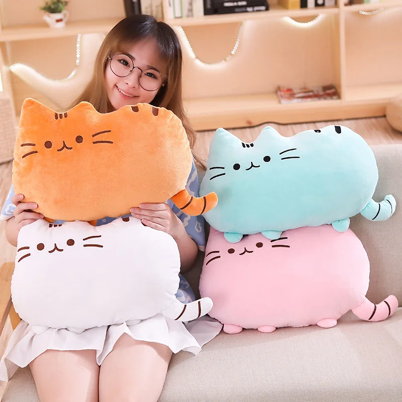 Almohada de peluche de gato Kawaii, cojín de gatito, juguetes de peluche de colores suaves, gris, rosa y blanco, artículos para el hogar, regalos para novia| | - AliExpress - ¡Es muy lindo!