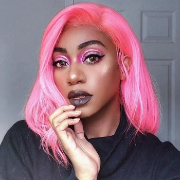 

Colored Bob Lace Front Human Hair Wig 13x6 Brazilian Straight Short Bob Lace Front Wig For Women Black 150 Density Blonde Remy