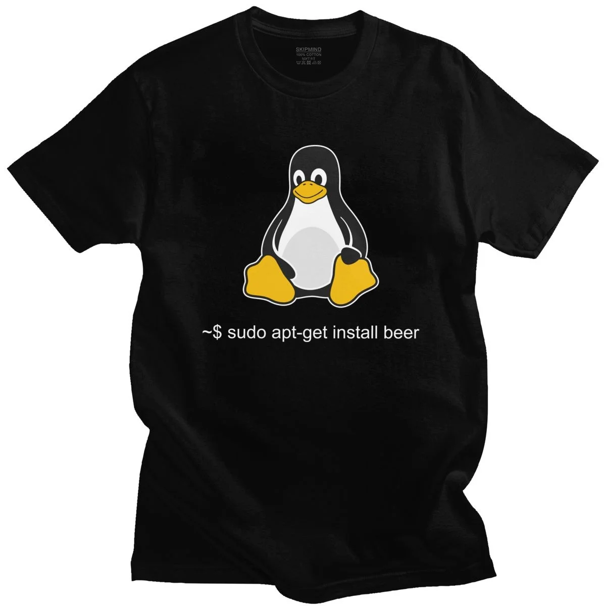 Забавная футболка Linux Sudo Get Me A Beer Мужская с коротким рукавом пингвином