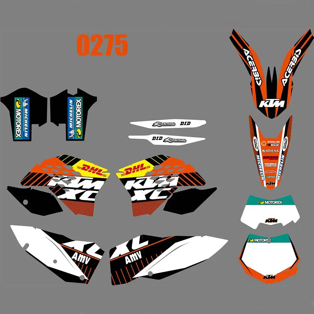 

For KTM EXC XCF 125 250 450 530 2008 2009 2010 2011 New Full Graphics Decals Stickers Custom Number Name Glossy Bright Stickers