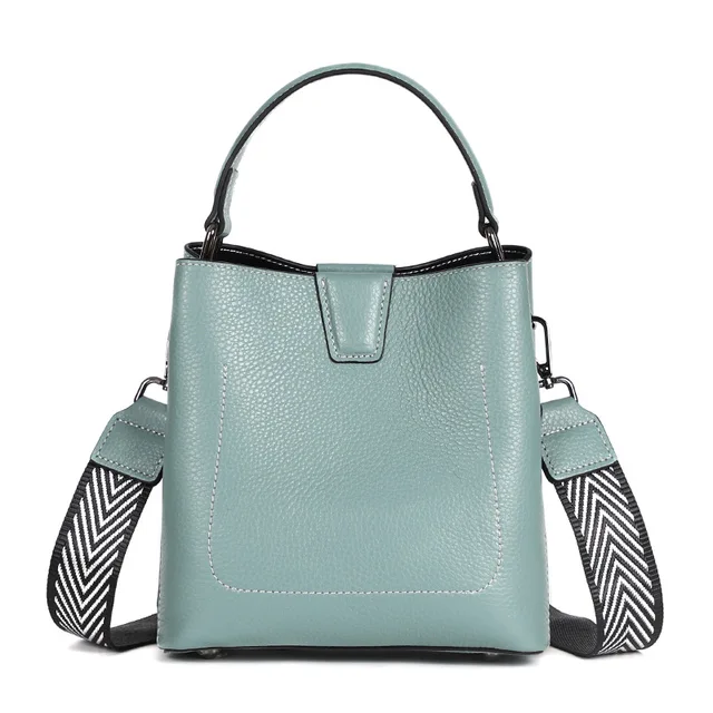 Fashion Women Genuine Leather Shoulder Bag Small Flap Bucket Crossbody Handbags Top Handle Tote Messenger Bags