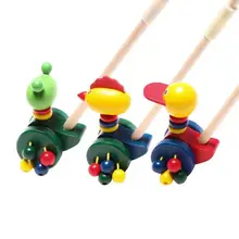 Стиль, Детская обучающая ручная толкатель, забавная деревянная каталка с мультяшным животным, детская тележка для ранней школы