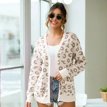 Fashion Autumn Ladies Leopard Cardigan V Neck Long Sleeve Pockets Casual Knitted Outwear Women Sweater Coats 2020 Jersey Mujer Fashion Autumn Ladies Leopard Cardigan V Neck Long Sleeve Pockets Casual Knitted Outwear Women Sweater Coats 2020 Jersey Mujer