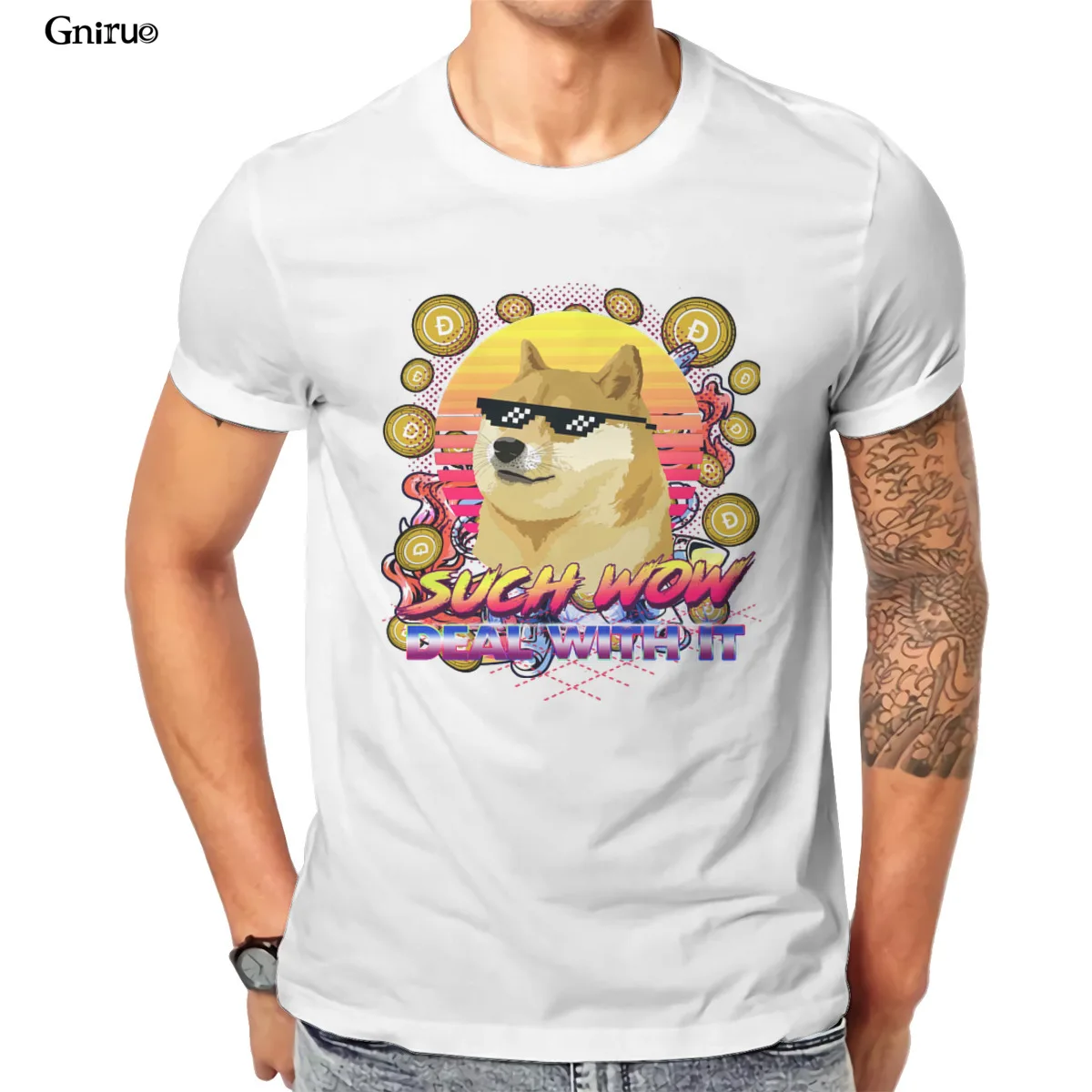 

Wholesale Dogecoin to the moon such wow Fashion Couples 100% Casual loose Cotton Best Seller Tops Mens Clothes 135626