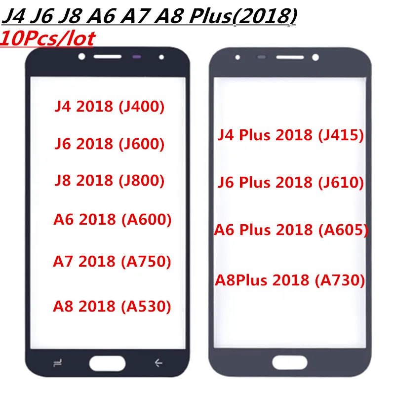 10 шт. Передняя стеклянная Сенсорная панель экрана A530 A730 для SAMSUNG Galaxy j4 j6 j8 Plus 2018
