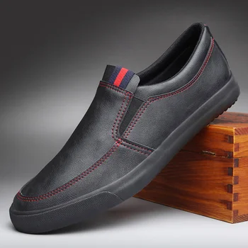 

New men casual shoes leather hot fashion simple slip-on trend flat shoes cool loafers